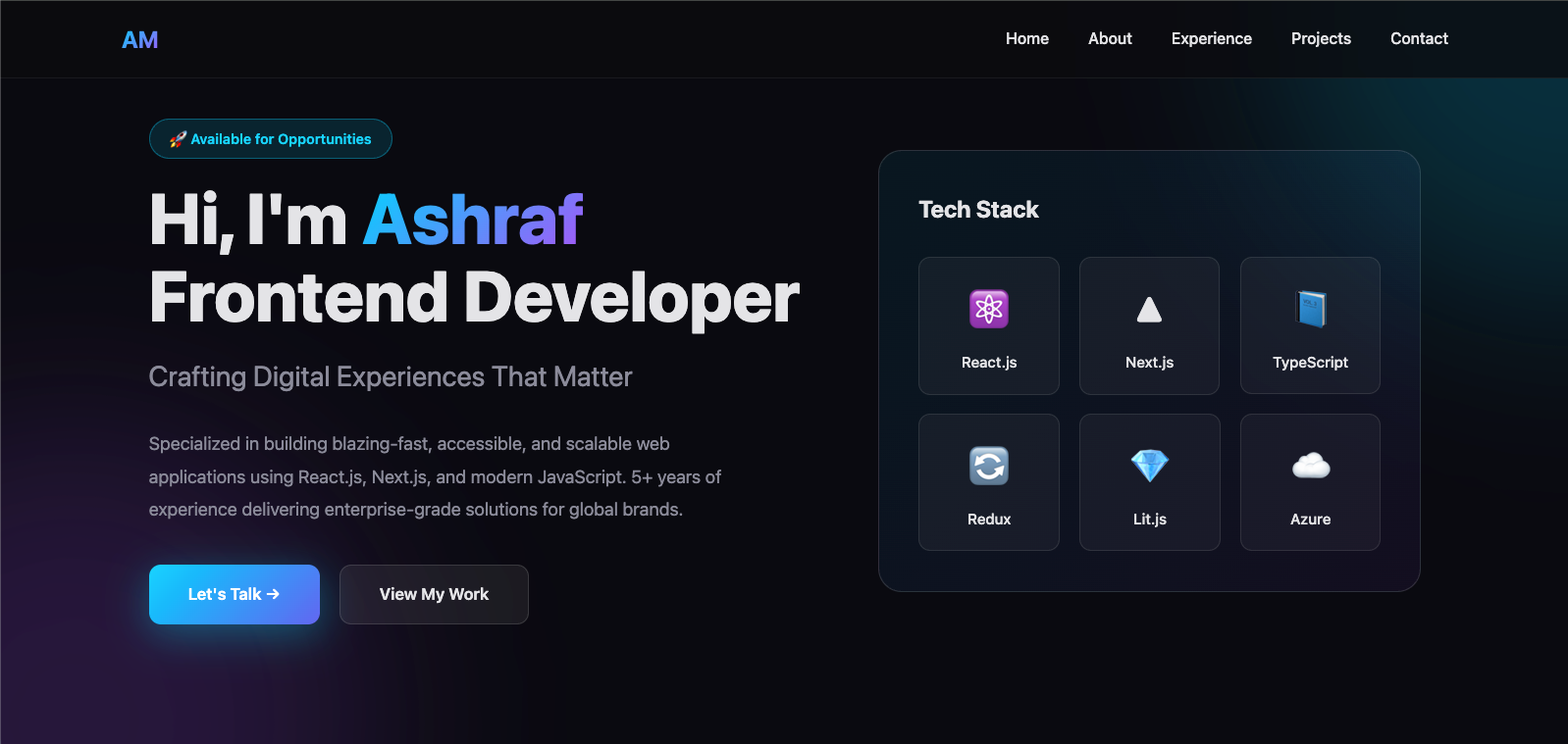 Portfolio website screenshot